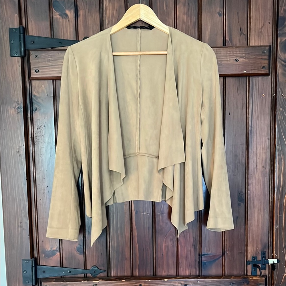ZARA BASIC Faux Suede Open-Front Blazer